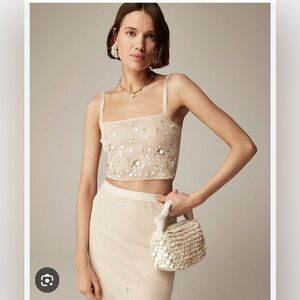 NWT J. Crew Collection cropped sheer tank top with embellishments